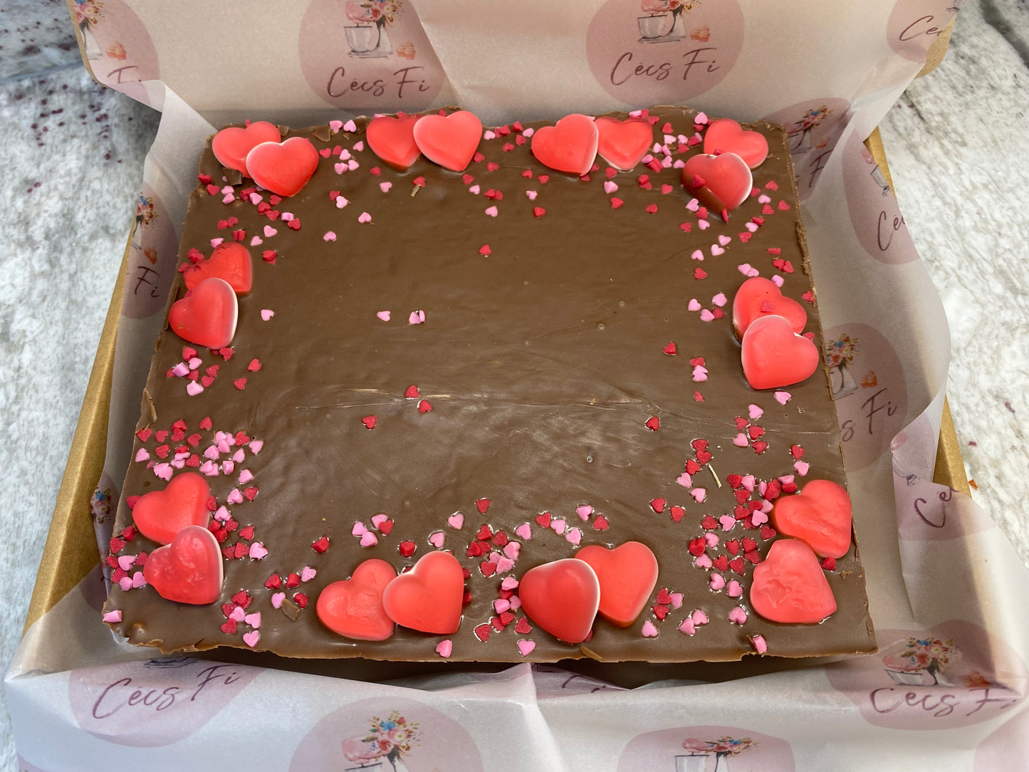 Valentines Mars Bar Tray Bake